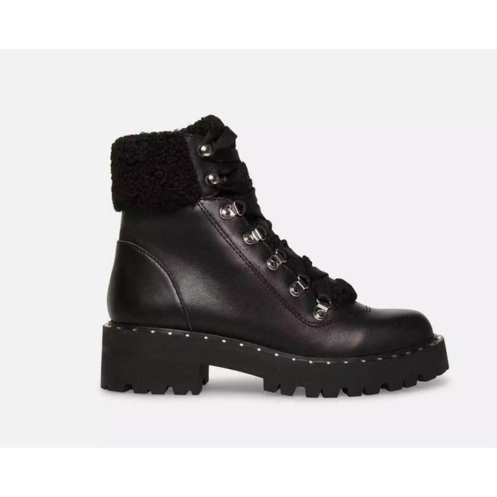 Steve Madden Receptive Faux Fur Lined Lace-Up Ankle Combat Boots 7M